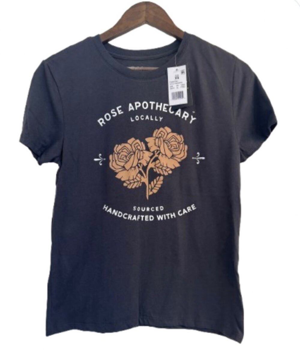 NWT Schitt$ Creek ROSE APOTHECARY Dark Gray T-Shirt XS